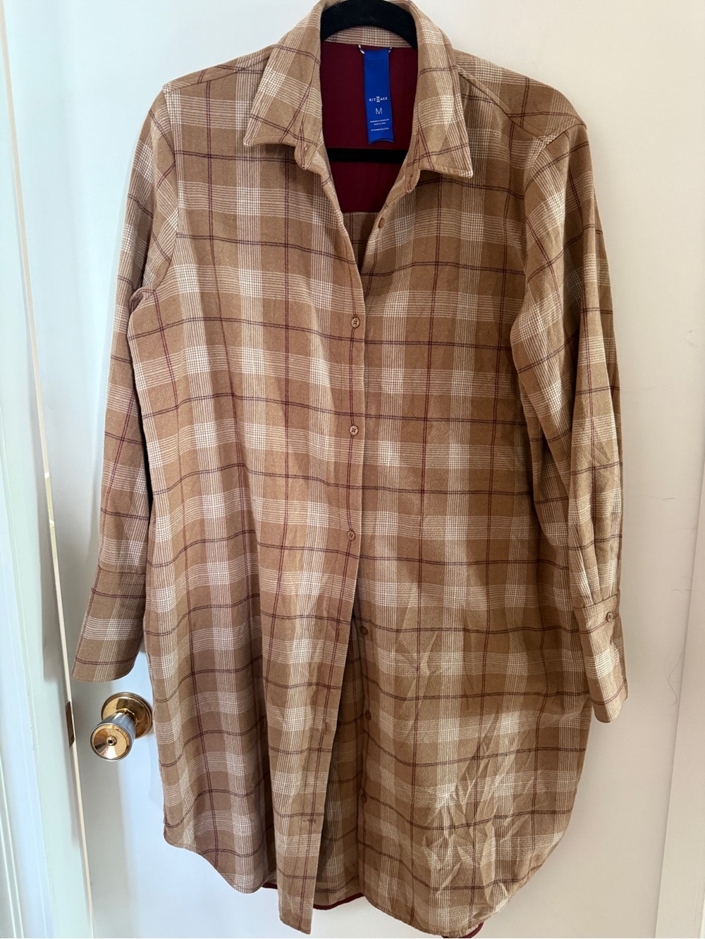 Kit and Ace Plaid Shirt Dress Shacket Quiet Luxury Academia Size M